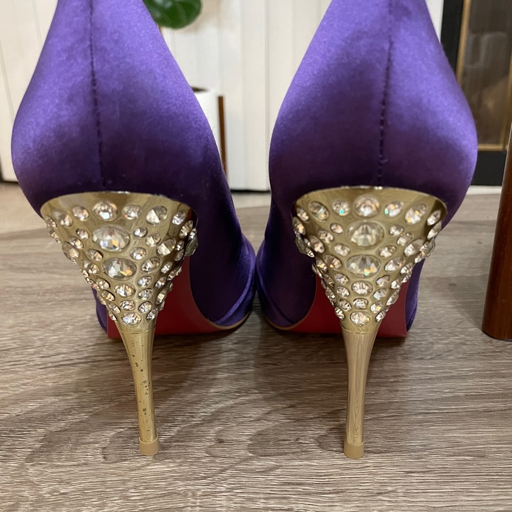Purple Sequined heels Sz 8